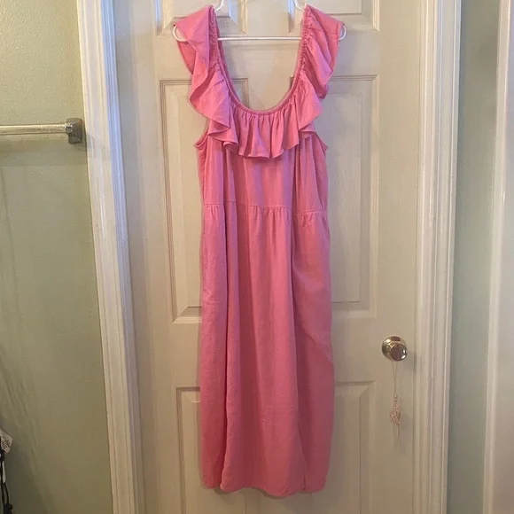 Ava & Viv Pink Gathered Dress with Pockets! - Picture 3 of 12